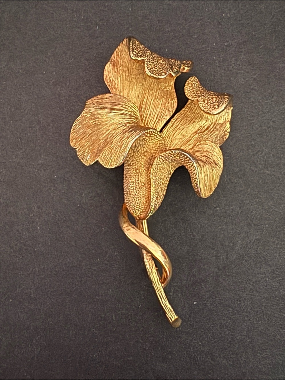 Vintage Coro Pegasus Gold Tone Floral Brooch Orchid/ Lily